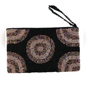 Beaded Black and Pink Clutch I love Maui on one side